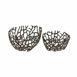 Cheapest ❤️ Grayson Lane Set of 2 14-in, 12-in Coastal Decorative Bowl - Black Aluminum ❤️