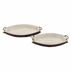 Deals ⭐ Grayson Lane Set of 2 23-in, 19-in Coastal Tray - White Wood 🤩