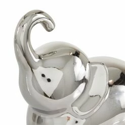 Best Pirce ✨ Grayson Lane Set of 2 6-in, 7-in Silver Contemporary Elephant Sculpture - Porcelain 🎉 -GRAYSON LANE Sales 2022 330861482 AlternateImage2 l