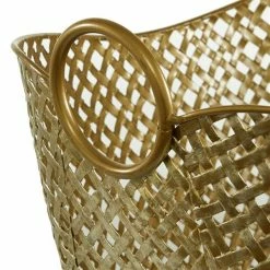 Buy 💯 Grayson Lane 11-in x 17-in x 13-in Contemporary Storage Basket - Gold Metal 🔥 -GRAYSON LANE Sales 2022 330861484 AlternateImage3 l
