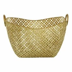 Buy 💯 Grayson Lane 11-in x 17-in x 13-in Contemporary Storage Basket - Gold Metal 🔥 -GRAYSON LANE Sales 2022 330861484 AlternateImage5 l