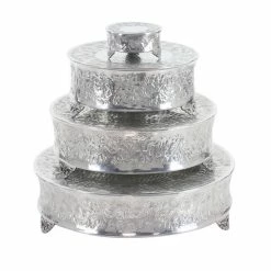 Cheap ⭐ Grayson Lane Set of 4 22-in, 18-in, 14-in, 6-in Silver Aluminum Traditional Cake Stand ❤️ -GRAYSON LANE Sales 2022 330861485 AlternateImage4 l