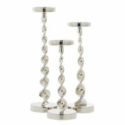 Coupon 💯 Grayson Lane Set of 3 19-in, 16-in, 13-in Candle Holder - Silver Aluminum 🌟 -GRAYSON LANE Sales 2022 330861490 AlternateImage5 l