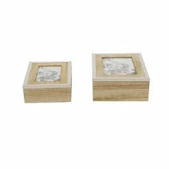Cheapest ❤️ Grayson Lane Set of 2 9-in, 8-in Light Brown Natural Jewelry Box - Wood 🧨 -GRAYSON LANE Sales 2022 330861495 AlternateImage5 l