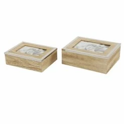 Cheapest ❤️ Grayson Lane Set of 2 9-in, 8-in Light Brown Natural Jewelry Box - Wood 🧨