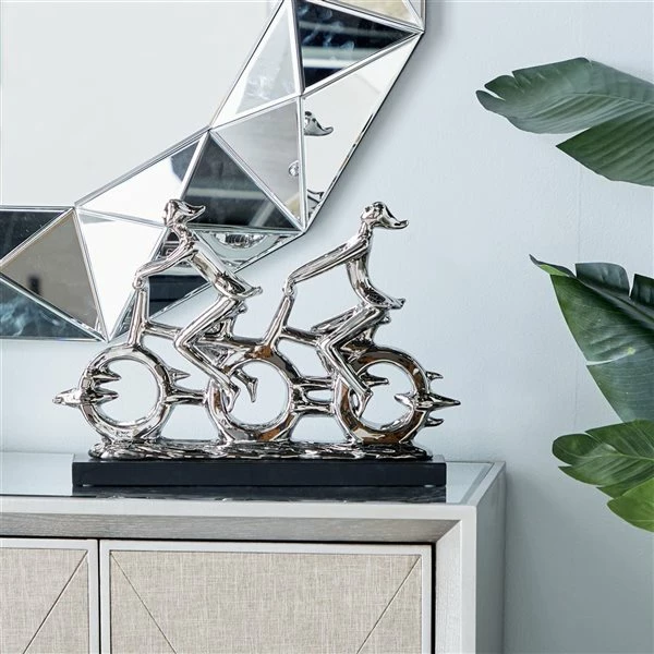 Discount ⌛ Grayson Lane 13-in x 18-in Sculpture - Silver Porcelain Cyclists 🛒 2 Discount ⌛ Grayson Lane 13-in x 18-in Sculpture - Silver Porcelain Cyclists 🛒 - Image 2