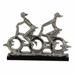 Discount ⌛ Grayson Lane 13-in x 18-in Sculpture - Silver Porcelain Cyclists 🛒