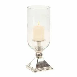 Hot Sale 🎁 Grayson Lane 17-in x 6-in Traditional Candle Holder - Silver Aluminum 👍