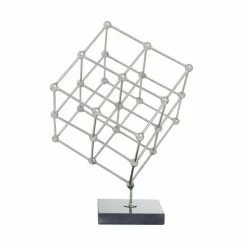Coupon 🛒 Grayson Lane 12-in x 9-in Modern Sculpture - Silver Marble 🎉