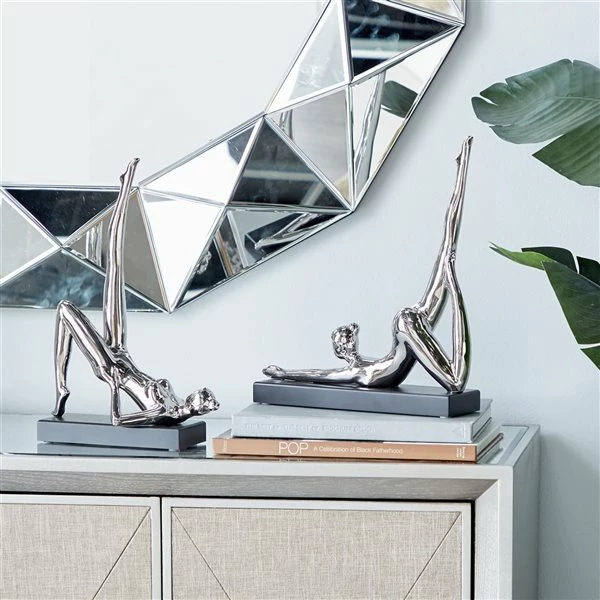 Best Sale 🛒 Grayson Lane Set of 2 12.75, 13-in Silver Contemporary Yoga Sculpture - Porcelain 🔔 2 Best Sale 🛒 Grayson Lane Set of 2 12.75, 13-in Silver Contemporary Yoga Sculpture - Porcelain 🔔 - Image 2