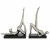 Best Sale 🛒 Grayson Lane Set of 2 12.75, 13-in Silver Contemporary Yoga Sculpture - Porcelain 🔔