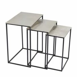 New 🛒 Grayson Lane Set of 3 25-in, 22-in, 20-in Glam Accent Table - Black Aluminum 🔥
