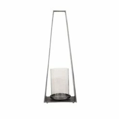Best Pirce 👏 Grayson Lane 24-in x 9-in Modern Candle Holder Lantern - Grey Aluminum 🔔 -GRAYSON LANE Sales 2022 330861556 AlternateImage5 l