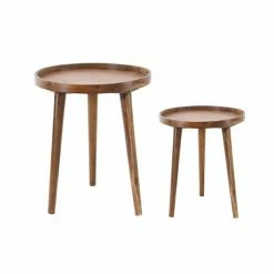 Best Sale 😍 Grayson Lane Set of 2 20-in, 24-in Contemporary Accent Table - Brown Wood 😀