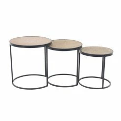 Brand new 😉 Grayson Lane Set of 3 16-in, 18-in, 20-in Industrial Accent Table - Beige Wood 🤩