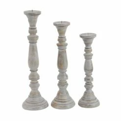 Wholesale 👍 Grayson Lane Set of 3 23-in, 21-in, 18-in Traditional Candle Holder - Brown Mango Wood 👍 -GRAYSON LANE Sales 2022 330861584 AlternateImage5 l