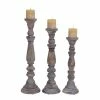 Wholesale 👍 Grayson Lane Set of 3 23-in, 21-in, 18-in Traditional Candle Holder - Brown Mango Wood 👍