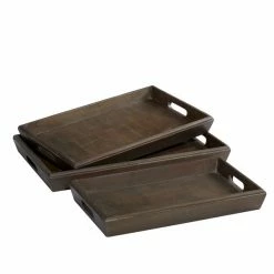 Best reviews of 👏 Grayson Lane Set of 3 18-in, 20-in, 22-in Contemporary Tray - Brown Mango Wood 👍