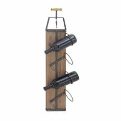 Cheap ⭐ Grayson Lane 32 In. x 8 In. Industrial Wine Holder Rack - Brown Wood ❤️