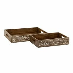 Best reviews of ⭐ Grayson Lane Set of 2 18-in, 15-in Traditional Tray - Brown Mango Wood ✔️ -GRAYSON LANE Sales 2022 330861630 AlternateImage4 l