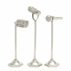 Best deal ⭐ Grayson Lane Set of 3 18-in, 21-in, 17-in Silver Traditional Microphone Sculpture - Aluminum 👍