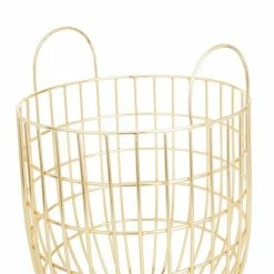 Outlet 🎁 Grayson Lane Set of 2 17-in x 11-in Contemporary Storage Baskets - Gold Iron ✨ -GRAYSON LANE Sales 2022 330861645 AlternateImage4 l
