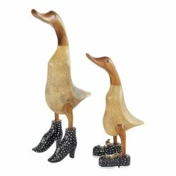 Flash Sale ✔️ Grayson Lane Set of 2 17-in, 12-in Brown Coastal Duck Sculpture - Bamboo ✔️