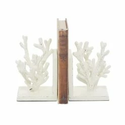 Hot Sale 😉 Grayson Lane 7-in x 5-in Farmhouse Bookends - White Metal 🎉