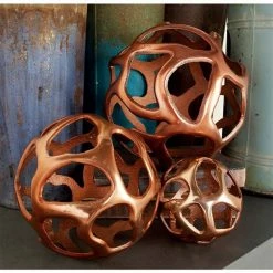Buy 🔥 Grayson Lane Set of 3 8-in, 6-in, 4-in Copper Contemporary Orbs & Vase Filler -Aluminum 🧨 -GRAYSON LANE Sales 2022 330861696 AlternateImage1 l