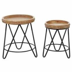 Cheapest 👍 Grayson Lane Set of 2 19-in, 22-in Modern Accent Table - Brown Metal 👍
