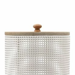 Top 10 🔔 Grayson Lane Set of 2 6-in, 7-in Farmhouse Decorative Jar - White Metal ⌛ -GRAYSON LANE Sales 2022 330861715 AlternateImage3 l