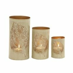 Promo π Grayson Lane Set of 3 6-in, 9-in, 12-in Eclectic Lantern - Brown Metal β€οΈ
