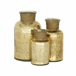Discount 💯 Grayson Lane Set of 3 7-in, 6-in, 5-in Glam Decorative Jar -s - Gold Glass - ❤️