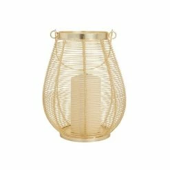 Coupon ✨ Grayson Lane 11-in x 8-in Glam Lantern - Gold Iron 🔔