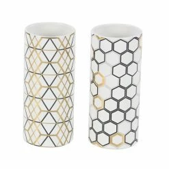 Deals 👍 Grayson Lane Set of 2 4-in x 9-in Contemporary Vase - White Dolomite 👏