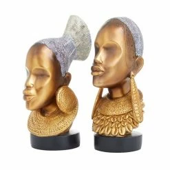 Best Sale 🎁 Grayson Lane Set of 2 11-in x 5-in Eclectic Sculptures - Gold Poly Stone 💯 -GRAYSON LANE Sales 2022 330861760 AlternateImage3 l