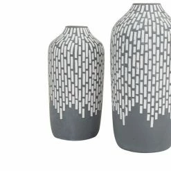 Discount 🛒 Grayson Lane Set of 2 13-in x 6-in Modern Vases - Grey Stoneware 💯 -GRAYSON LANE Sales 2022 330861762 AlternateImage4 l