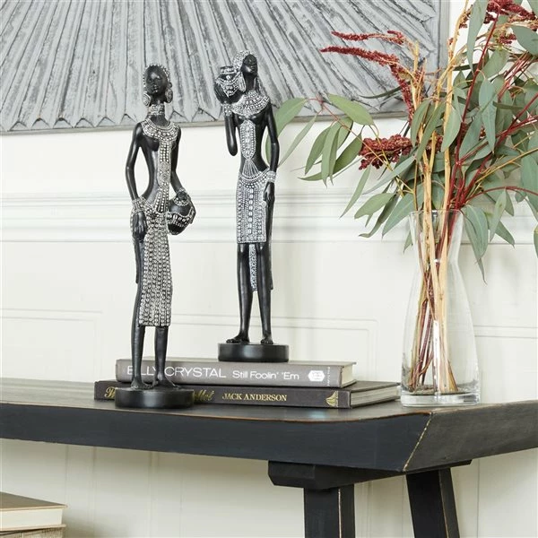 Best Pirce ๐ Grayson Lane Set of 2 14-in x 4-in Eclectic Sculptures - Black Poly Stone โ๏ธ 2 Best Pirce ๐ Grayson Lane Set of 2 14-in x 4-in Eclectic Sculptures - Black Poly Stone โ๏ธ - Image 2