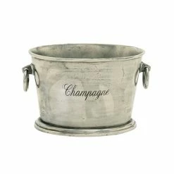 Deals 🎉 Grayson Lane 10-in x 17-in Traditional Wine Holder Bucket - Silver Metal 😉