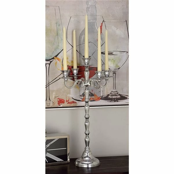 Hot Sale π Grayson Lane 23-in x 10-in Traditional Candlestick Holders -Silver Metal π 2 Hot Sale π Grayson Lane 23-in x 10-in Traditional Candlestick Holders -Silver Metal π - Image 2