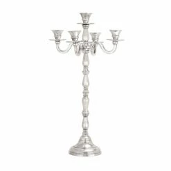Hot Sale 😉 Grayson Lane 23-in x 10-in Traditional Candlestick Holders -Silver Metal 😀