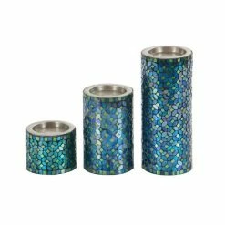 Cheap 🥰 Grayson Lane Set of 3 10-in, 7-in, 4-in Glam Candle Holder - Turquoise Metal 🌟 -GRAYSON LANE Sales 2022 330861802 AlternateImage5 l