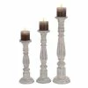Promo 🎉 Grayson Lane Set of 3 21-in, 17-in, 15-in Traditional Candle Holder - White Mango Wood ⭐