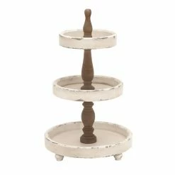 Top 10 ⭐ Grayson Lane 24-in x 15-in Farmhouse 3-Tier Tray Stand - White Wood ⌛