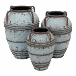 Cheapest 🧨 Grayson Lane Set of 3 26-in, 23-in, 19-in Rustic Vase - Blue Metal 🌟