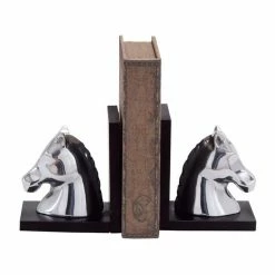 Cheapest 🌟 Grayson Lane Set of 2 6-in x 7-in Silver Modern Horse Bookends - Aluminum ❤️