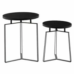 Wholesale 🎉 Grayson Lane Set of 2 19-in, 23-in Modern Accent Table - Black Metal 🎉