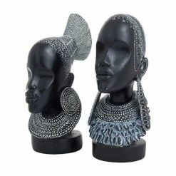 Deals 😀 Grayson Lane Set of 2 11-in x 5-in Eclectic Sculptures - Black Poly Stone 🥰 -GRAYSON LANE Sales 2022 330861826 AlternateImage3 l