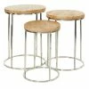 New 🔔 Grayson Lane Set of 3 14-in, 17, 18-in Contemporary Accent Table - Brown Stainless Steel 🧨