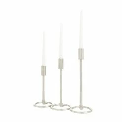 Deals ⌛ Grayson Lane Set of 3 14-in x 5-in Contemporary Candle Holders -Silver Aluminium ❤️ -GRAYSON LANE Sales 2022 330861859 AlternateImage5 l